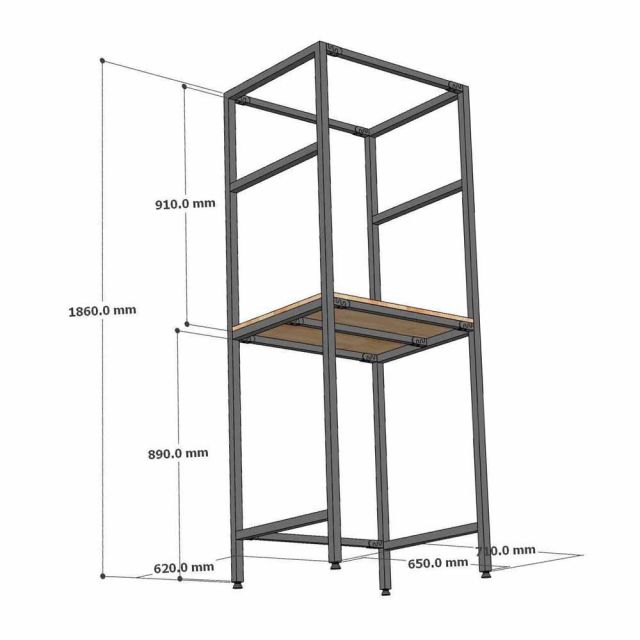 Kệ máy giặt máy sấy 71x62x186cm gỗ cao su khung sắt KMG68038