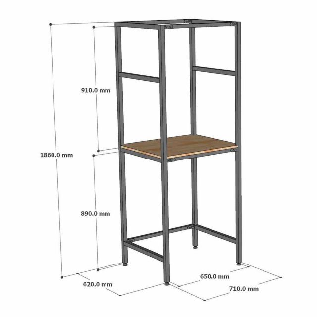 Kệ máy giặt máy sấy 71x62x186cm gỗ cao su khung sắt KMG68038