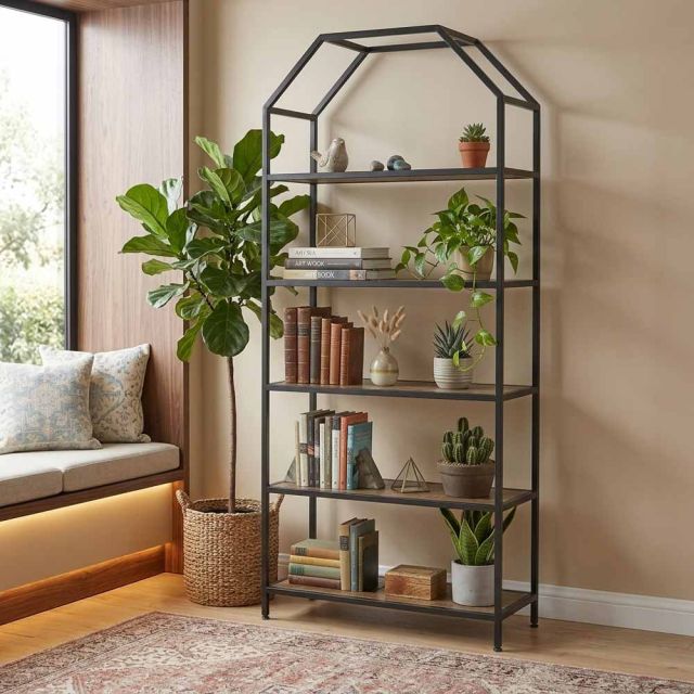Kệ trang trí HOME-SHELF 80x34x180cm gỗ plywood khung sắt KTT68112