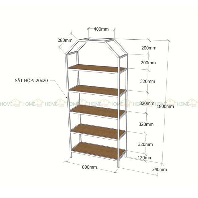 Kệ trang trí HOME-SHELF 80x34x180cm gỗ plywood khung sắt KTB68112