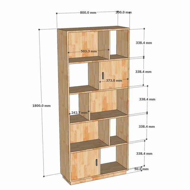 Kệ trang trí 80x30x180cm gỗ cao su KTT68100