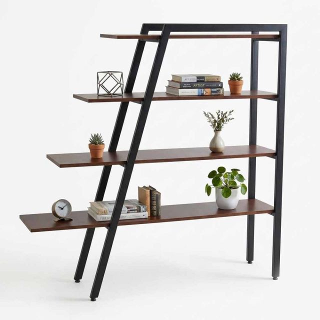 Kệ sách trang trí A2-SHELF gỗ cao su khung sắt KTT68107