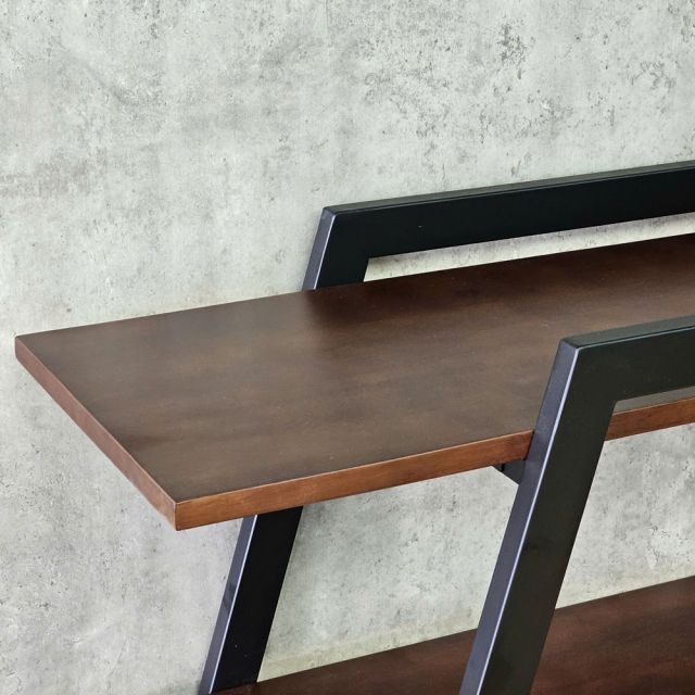 Kệ sách trang trí A2-SHELF gỗ cao su khung sắt KTT68107