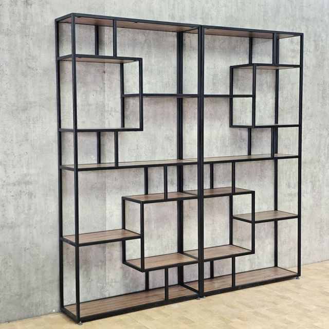 Kệ trang trí phòng khách đôi CENSOUR 200x30x200cm gỗ plywood khung sắt KTT68108