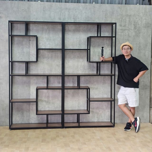 Kệ trang trí phòng khách đôi CENSOUR 200x30x200cm gỗ plywood khung sắt KTT68108