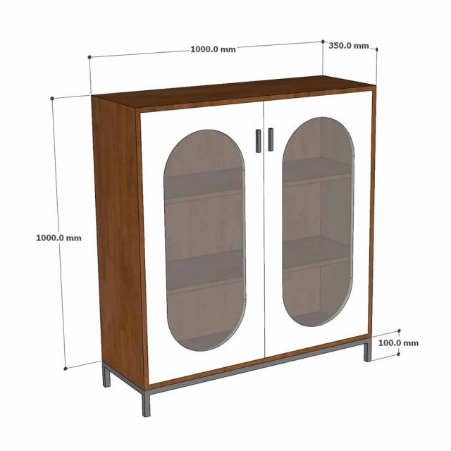 Tủ trang trí phòng khách 100x35x110cm gỗ cao su khung sắt KTT68109