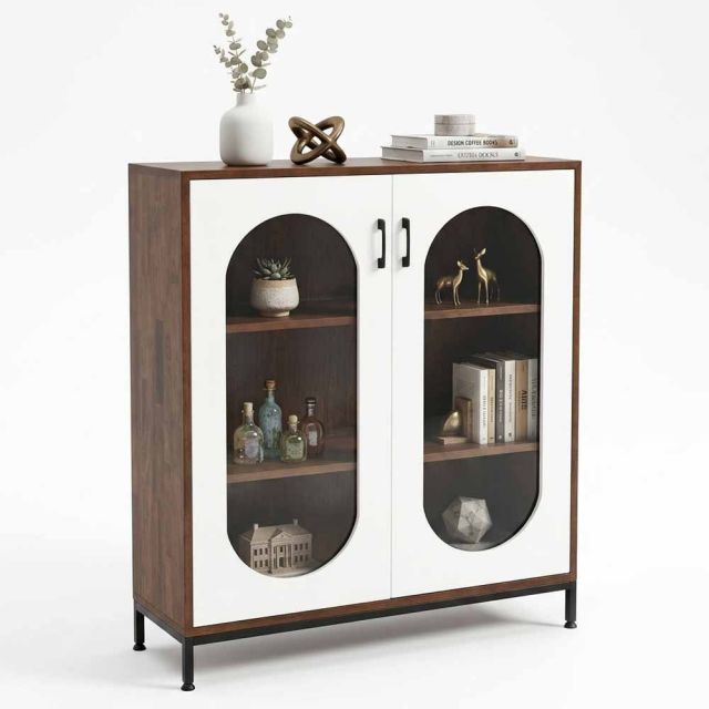 Tủ trang trí phòng khách 100x35x110cm gỗ cao su khung sắt KTT68109
