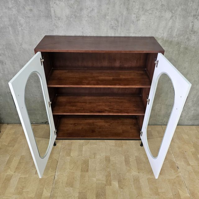 Tủ trang trí phòng khách 100x35x110cm gỗ cao su khung sắt KTT68109