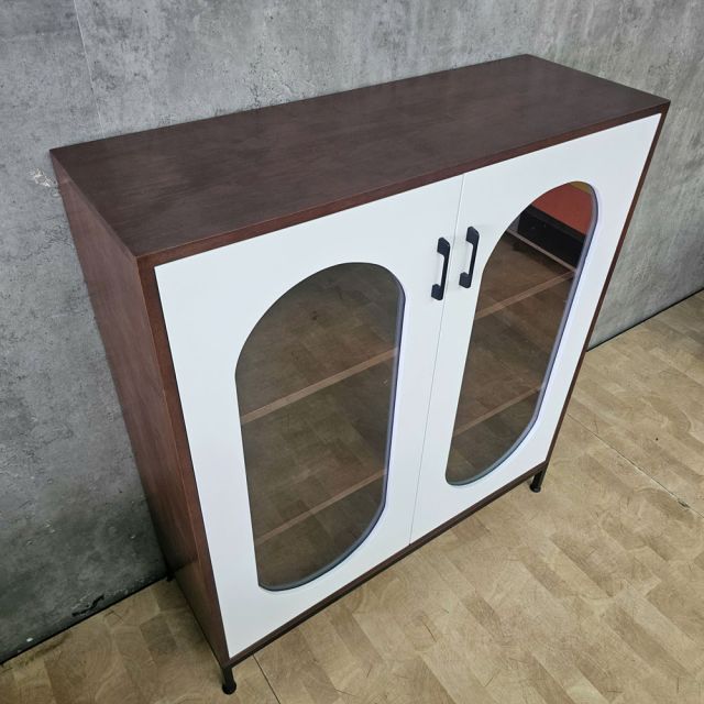 Tủ trang trí phòng khách 100x35x110cm gỗ cao su khung sắt KTT68109
