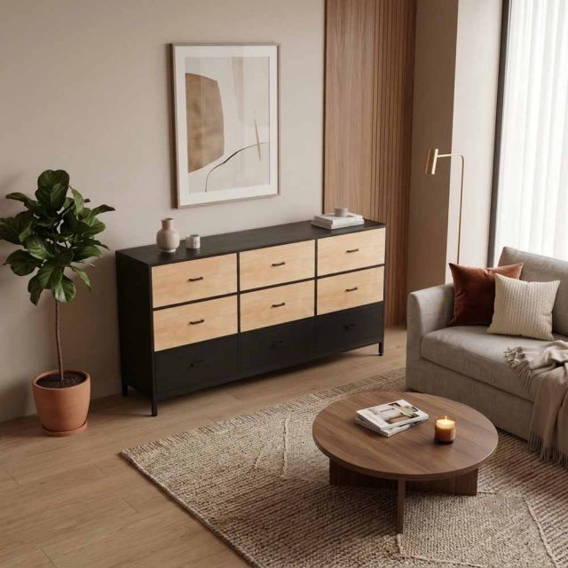 Tủ để đồ nhiều ngăn kéo 180x40x90cm gỗ cao su chân sắt KTT68110