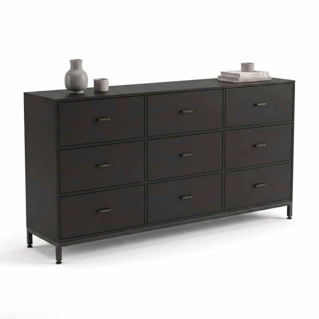 Tủ để đồ nhiều ngăn kéo 180x40x90cm gỗ cao su chân sắt KTT68110