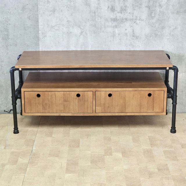 Kệ tivi PIPE 140x45x50cm gỗ cao su chân ống nước hai ngăn kéo KTV68021