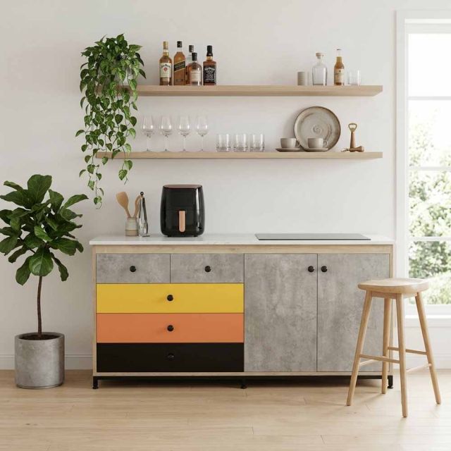 Module tủ bếp dưới 160x60cm gỗ plywood chân sắt MTBD022