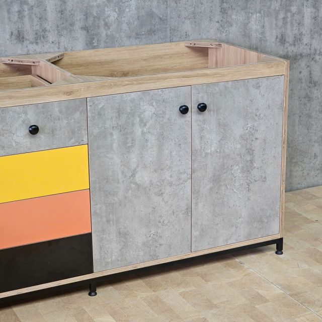 Module tủ bếp dưới 160x60cm gỗ plywood chân sắt MTBD022