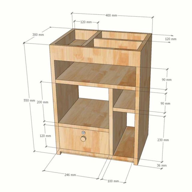 Tủ kệ đầu giường 40x30x55cm gỗ cao su TDG68080