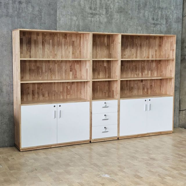 Tủ đựng hồ sơ văn phòng 270x35x170cm gỗ cao su THS68008