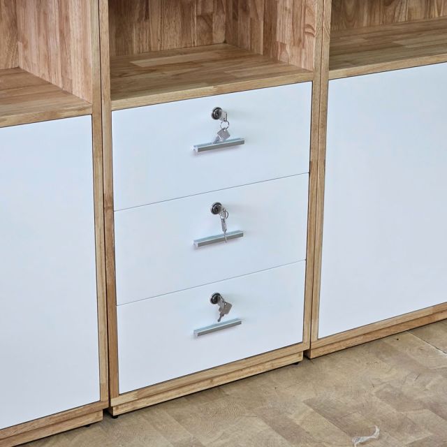 Tủ đựng hồ sơ văn phòng 270x35x170cm gỗ cao su THS68008