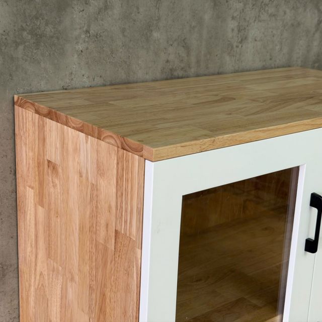 Tủ hồ sơ 3 tầng cửa kính có khóa 80x40x120cm gỗ cao su THS68015