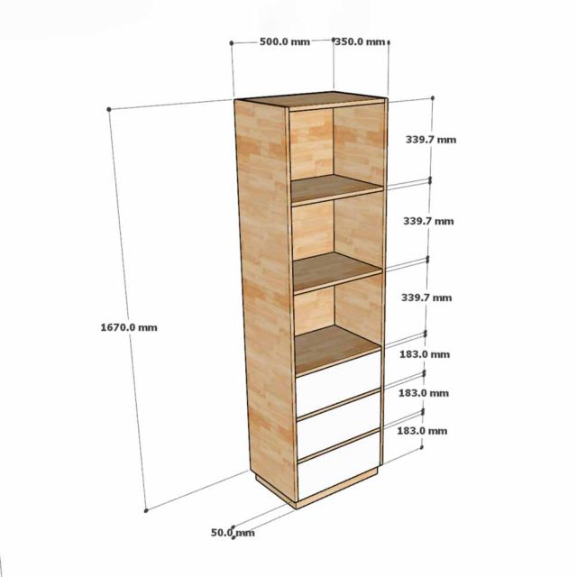 Tủ hồ sơ 50x30x170cm gỗ cao su THS68097
