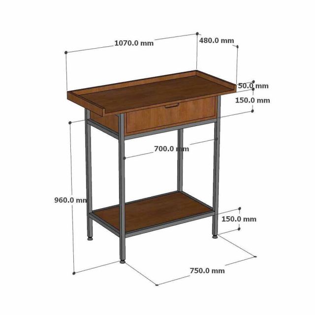 Bàn thờ gia tiên 107x48x100cm gỗ cao su chân sắt sơn tĩnh điện TTGT005