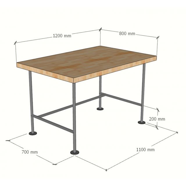 Bàn làm việc gỗ thông chân sắt ống nước tiện ren 120x80cm - HBON015