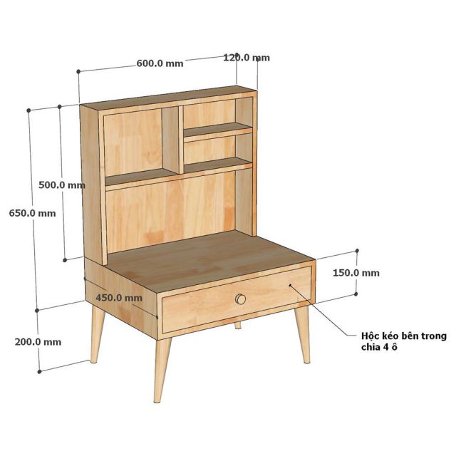 Bàn trang điểm ngồi bệt gỗ cao su - BTD68089