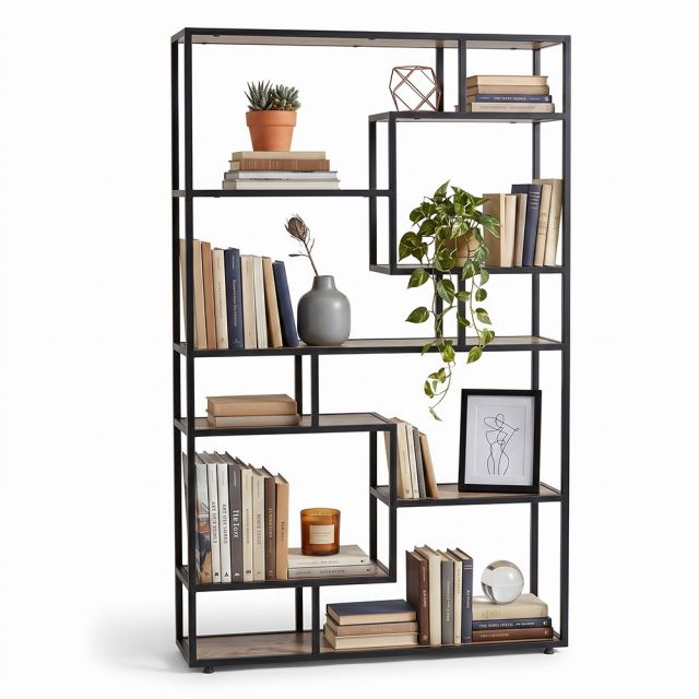 Kệ trang trí khung sắt gỗ plywood 100x30x180cm - KTT68102