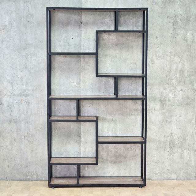 Kệ trang trí khung sắt gỗ plywood 100x30x180cm - KTT68102
