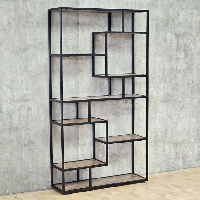 Kệ trang trí khung sắt gỗ plywood 100x30x180cm - KTT68102