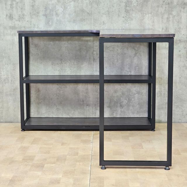 Bàn góc L liền kệ 120x100cm gỗ cao su CD68053