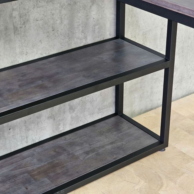 Bàn góc L liền kệ 120x100cm gỗ cao su CD68053