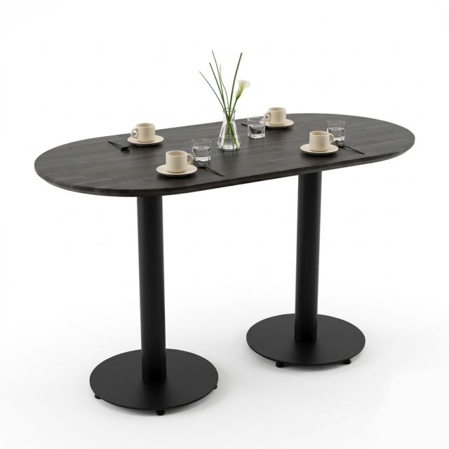 Bàn cafe hình Oval cho nhà hàng 120x60cm gỗ tràm 2 chân trụ CFD68188