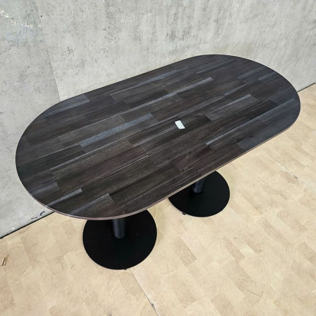 Bàn cafe hình Oval cho nhà hàng 120x60cm gỗ tràm 2 chân trụ CFD68188