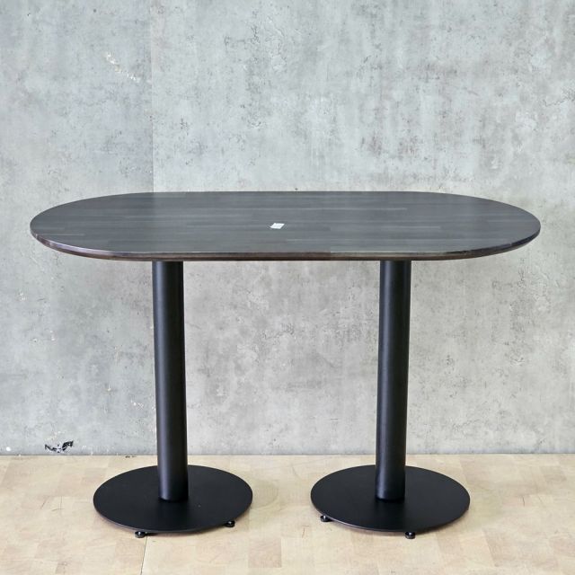 Bàn cafe hình Oval cho nhà hàng 120x60cm gỗ tràm 2 chân trụ CFD68188