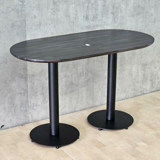 Bàn cafe hình Oval cho nhà hàng 120x60cm gỗ tràm 2 chân trụ CFD68188