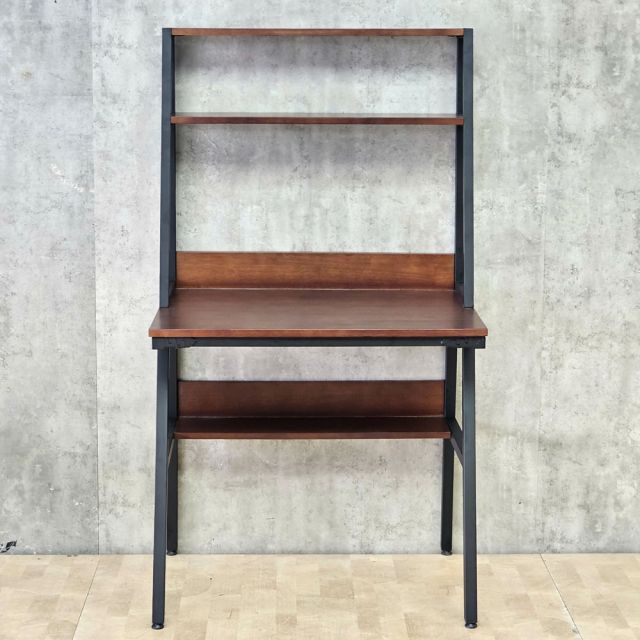 Bàn học mini kết hợp kệ sách 80x60x145cm gỗ cao su chân sắt FD68042