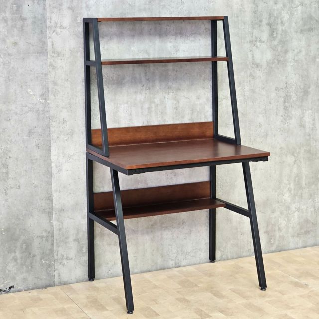 Bàn học mini kết hợp kệ sách 80x60x145cm gỗ cao su chân sắt FD68042