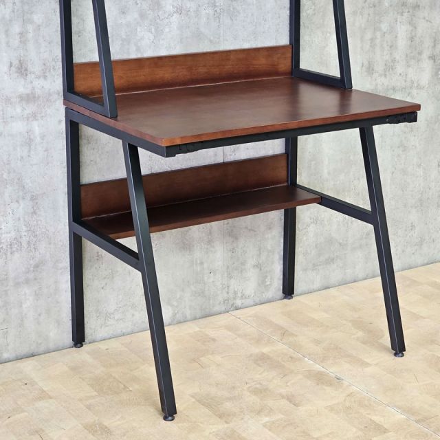 Bàn học mini kết hợp kệ sách 80x60x145cm gỗ cao su chân sắt FD68042