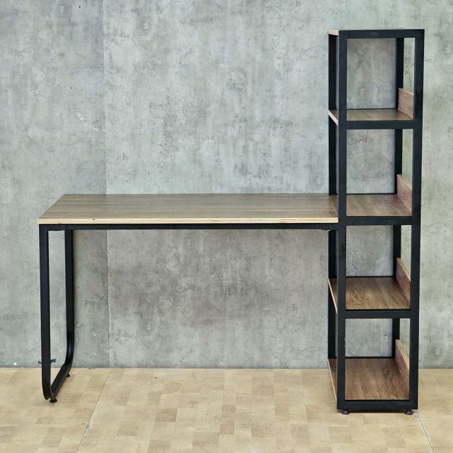 Bàn học UBAN kết hợp kệ sách 150x60x140cm gỗ plywood chân sắt FD68097