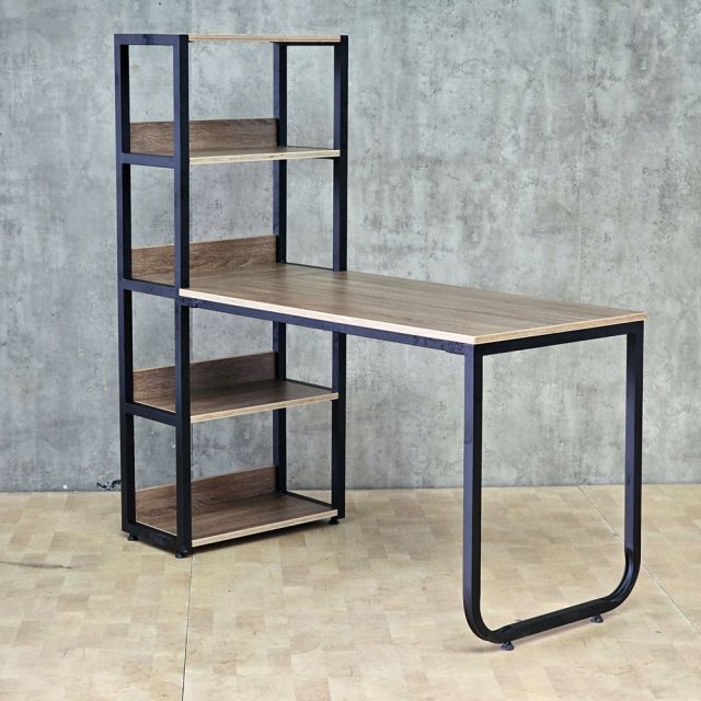 Bàn học UBAN kết hợp kệ sách 150x60x140cm gỗ plywood chân sắt FD68097