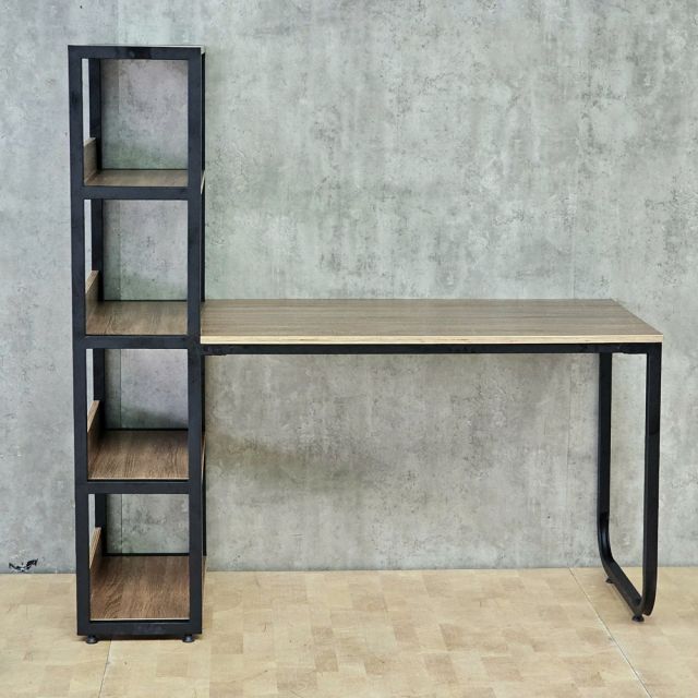 Bàn học UBAN kết hợp kệ sách 150x60x140cm gỗ plywood chân sắt FD68097