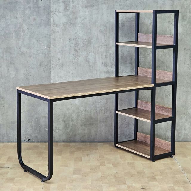 Bàn học UBAN kết hợp kệ sách 150x60x140cm gỗ plywood chân sắt FD68097