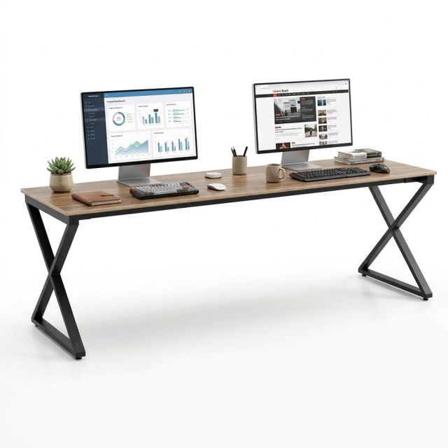 Bàn làm việc 220x70cm gỗ plywood chân sắt hệ XConcept - HBXC077