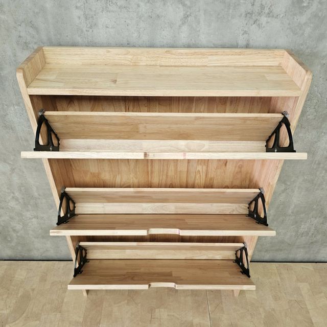 Tủ kệ giày dép cửa lật áp tường 110x20x100cm gỗ cao su KG68136