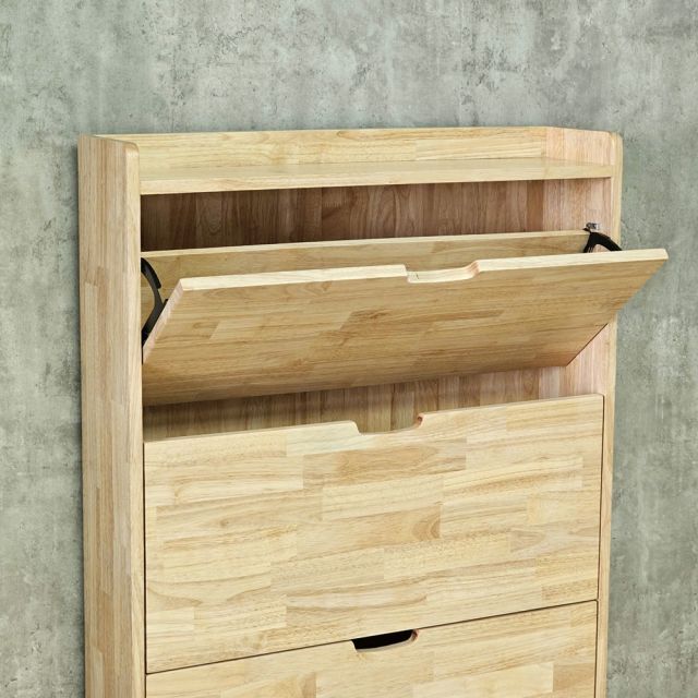 Tủ kệ giày dép cửa lật áp tường 110x20x100cm gỗ cao su KG68136