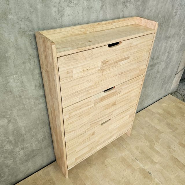 Tủ kệ giày dép cửa lật áp tường 110x20x100cm gỗ cao su KG68136