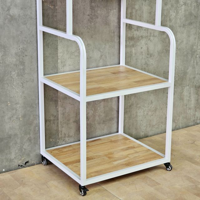 Kệ máy in di động 65x55x140cm gỗ cao su khung sắt KMI68013