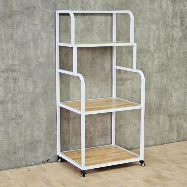 Kệ máy in di động 65x55x140cm gỗ cao su khung sắt KMI68013