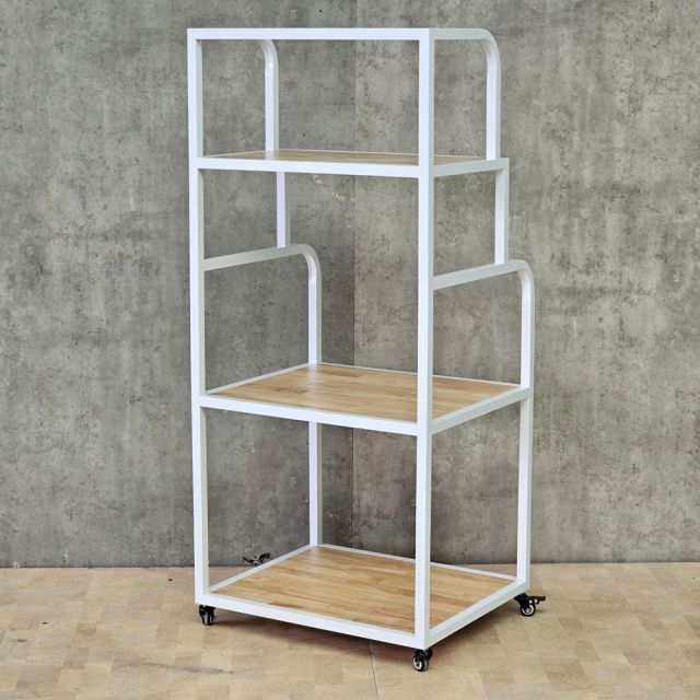 Kệ máy in di động 65x55x140cm gỗ cao su khung sắt KMI68013