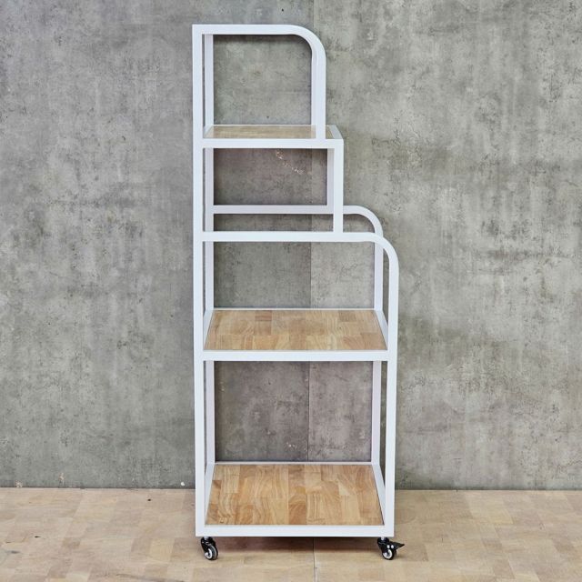 Kệ máy in di động 65x55x140cm gỗ cao su khung sắt KMI68013